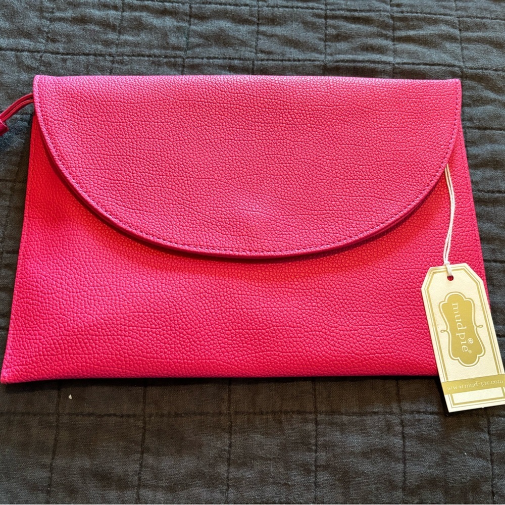 Mud‎ Pie Bailey Pink Vegan Pebbled Leather Crossbody Clutch Bag 8613199P NWT